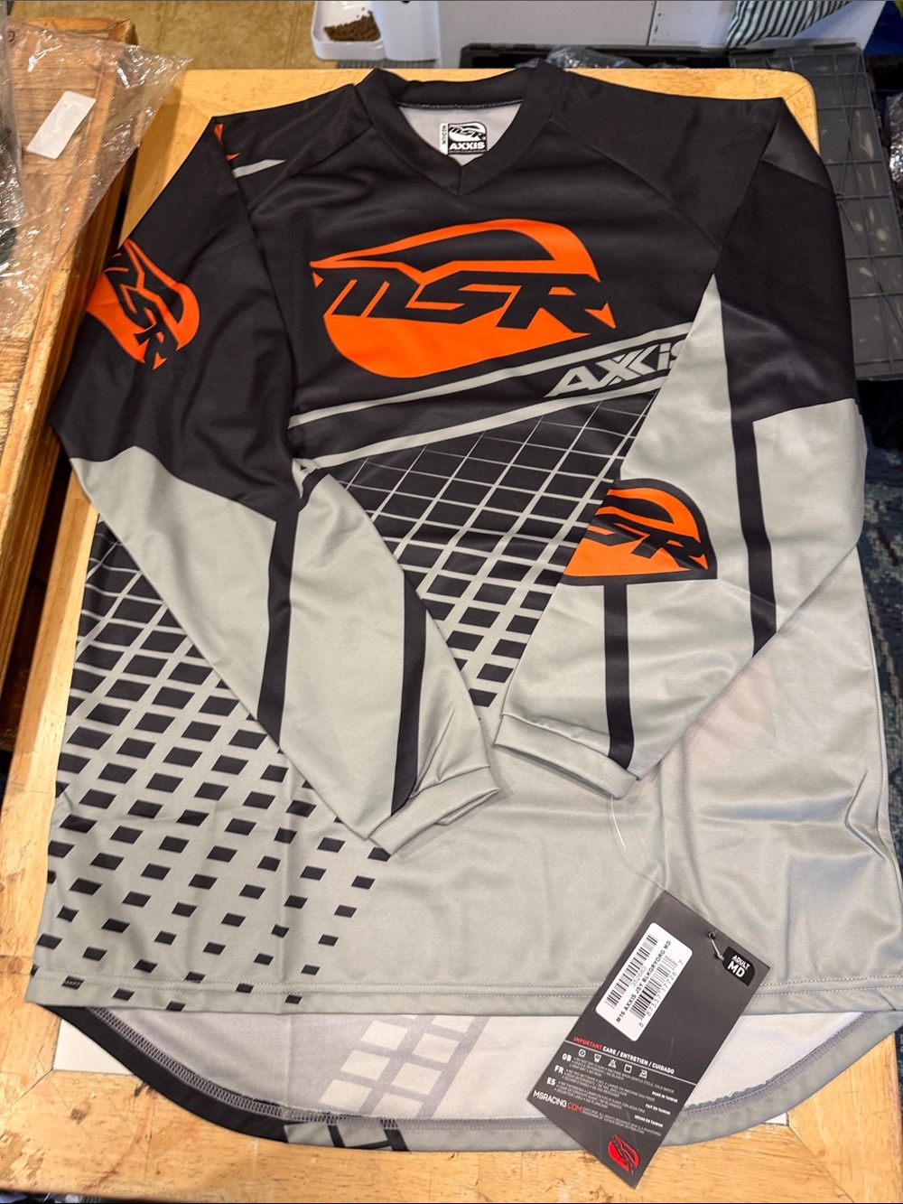 MSR Men's Long Sleeve Motocross Jersey - Black & Gray with Orange Logo